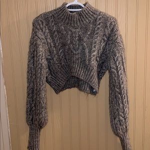 Zara Cropped Cable Knit Sweater